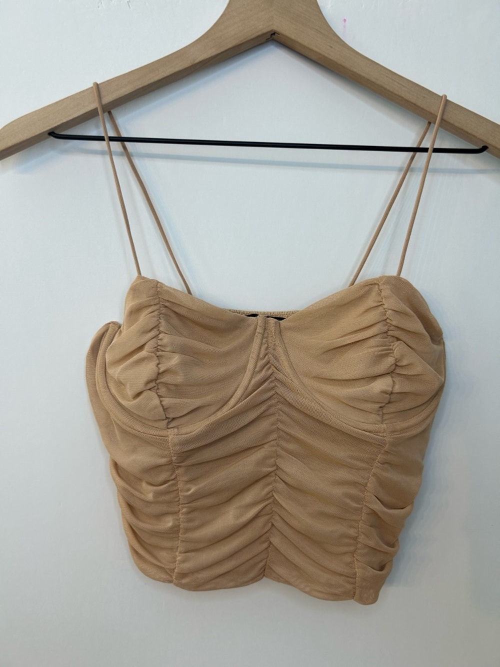 Zara Women’s Beige Ruched Sleeveless Corset Top, Size Large - Picture 3 of 6